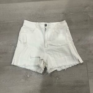 White denim Mom shorts